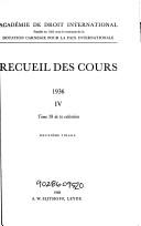 Cover of: Recueil Des Cours, Collected Courses 1936 (Recueil Des Cours, Collected Courses)