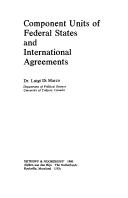 Cover of: Component Units of Federal States and International Agreement | Luigi Marzo
