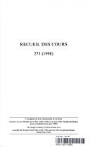 Cover of: Recueil des Cours (Recueil Des Cours) by Academie de Droit International de la Haye