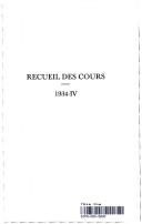 Cover of: Recueil Des Cours, Collected Courses, 1934 (Recueil Des Cours, Collected Courses)
