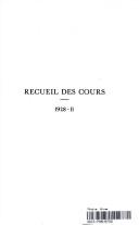 Cover of: Recueil Des Cours, Collected Courses 1928 (Recueil Des Cours, Collected Courses)