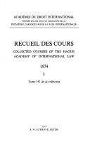 Cover of: Recueil Des Cours, Collected Courses 1974