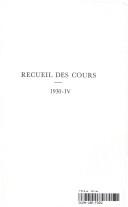 Cover of: Recueil Des Cours, Collected Courses 1930 (Recueil Des Cours, Collected Courses)