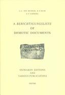 Cover of: A Berichtigungsliste of Demotic Documents by 