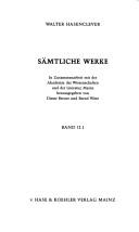 Cover of: Samtliche Werke (Die Mainzer Reihe) by Walter Hasenclever