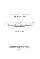 Cover of: Bilan de l'Ecole de Genève: actes du colloque polono-suisse, Varsovie, mai 1992