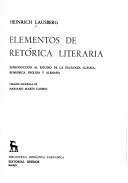 Cover of: Elementos de retórica literaria by Lausberg, Heinrich.