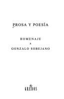 Cover of: Prosa y poesía: homenaje a Gonzalo Sobejano