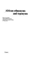 Cover of: African Ethnonyms and Toponyms (General History of Africa Studies and Documents  (Unesco)) by 