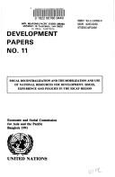 Cover of: Fiscal decentralization and the mobilization and use of national resources for development by 
