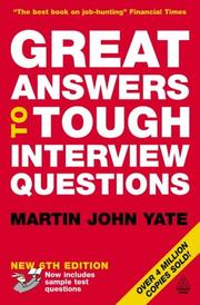 Cover of: Great Answers to Tough Interview Questions by Martin John Yate