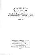 Cover of: Miscel·lània Joan Fuster: estudis de llengua i literatura