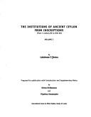 Cover of: Institutions of Ancient Ceylon from Inscriptions | Lakshman S. Perera