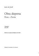 Cover of: Obra dispersa: poesía, prosa