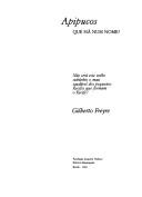 Cover of: Apipucos by Gilberto Freyre