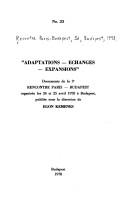 Adaptations, échanges, expansions by Rencontre Paris-Budapest (3rd 1978 Budapest, Hungary)