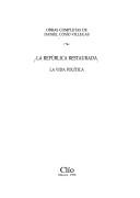 Cover of: La república restaurada: la vida política.