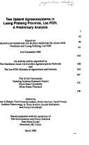 Cover of: Two upland agroecosystems in Luang Prabang Province, Lao PDR: A preliminary analysis : report on the SUAN-Lao Seminar on Rural Resources Analysis, Vientiane ... Lao PDR Ministry of Agriculture and Forestry