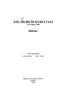 Cover of: XIII. Dilbilim Kurultayi: 13-15 Mayis 1999  by Dilbilim Kurultayı (13th 1999 Istanbul, Turkey)