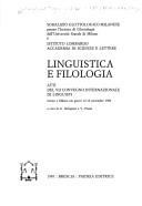 Cover of: Linguistica e filologia by Convegno internazionale di linguisti (7th 1984 Milan, Italy)