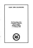 SADC 1995, Lilongwe by Southern African Development Community., Southern African Development Community. Consultative Conference