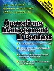 Cover of: Operations Management in Context by Les Galloway, Frank Rowbotham, Masoud Azhashemi