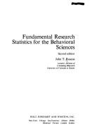 Cover of: Fundamental Research Statistics for the Behavioral Sciences (International series in decision processes) by John T. Roscoe