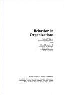 Cover of: Behaviour in Organizations (Psychology & Management)