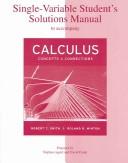 Cover of: Single-Variable Student's Solutions Manual for use with Calculus: Concepts and Connections