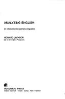 Cover of: Analyzing English | Jackson, Howard.