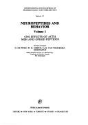 Cover of: Neuropeptides and behavior by section editors, D. de Wied, W.H. Gispen, Tj. B. Van Wimersma Greidanus. Vol.1.