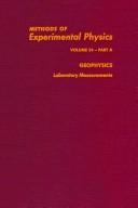 Cover of: Geophysics: Part A, Laboratory Measurements (Experimental Methods in the Physical Sciences)