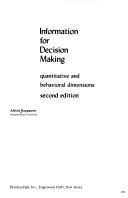 Cover of: Information for decision making: quantitative and behavioral dimensions.