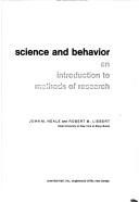 Cover of: Science and behavior: an introduction to methods of research