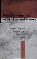 Cover of: Economic Analysis of Markets and Games: Essays in Honor of Frank Hahn