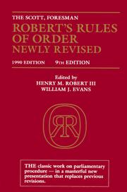 Cover of: Robert's Rules of Order Newly Revised (9th Edition) by Henry M. Robert, William Evans, Henry Robert, Sarah Corbin Robert