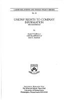 Cover of: Unions' Rights to Company Information (Labor Relations and Public Policy Series, No 21) by James T. O'Reilly