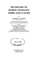 Cover of: Dictionary of Marine Insurance Terms and Clauses