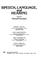 Cover of: Speech, Language, and Hearing. Volume 1
