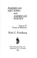 Cover of: American Art Song and American Poetry | Ruth C. Friedberg