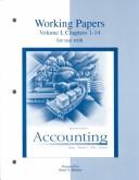 Cover of: Working Papers Volume 1 Chapters 1 to 14 to accompany Accounting: The Basis for Business Decisions