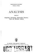 Cover of: Analysis: Part Two: Integration, Distributions, Holomorphic Functions, Tensor and Harmonic Analysis