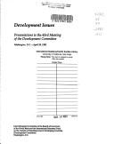 Cover of: Development Issues: Presentations to the Forty-Third Meeting of the Development Committee Washington, D. C. - April 28, 1992 (Development Committee,)