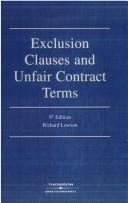 Exclusion Clauses and Unfair Contract Terms by Richard Lawson