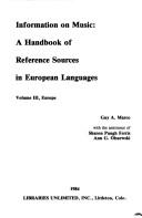 Cover of: Information on Music: A Handbook of Reference Sources in European Languages (Information on Music)