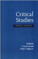 Cover of: Bakhtin: Carnival And Other Subjects.(Critical Studies 3/2 and 4) (Critical Studies)