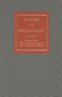 Cover of: Studies in Bibliography | David L. Vander Meulen