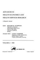 Cover of: Advances in Health Economics and Health Services Research by Richard M. Scheffler, Richard M. Scheffler