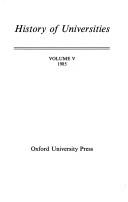 Cover of: History of Universities: Volume V (History of Universities)