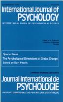 Cover of: Psychological Dimensions of Global Change (International Journal of Psychology : International Union of Psychological Science, Vol 26, No 5 1991)